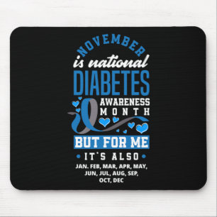 Mousepad Novembro é consciência nacional da diabetes mês T1