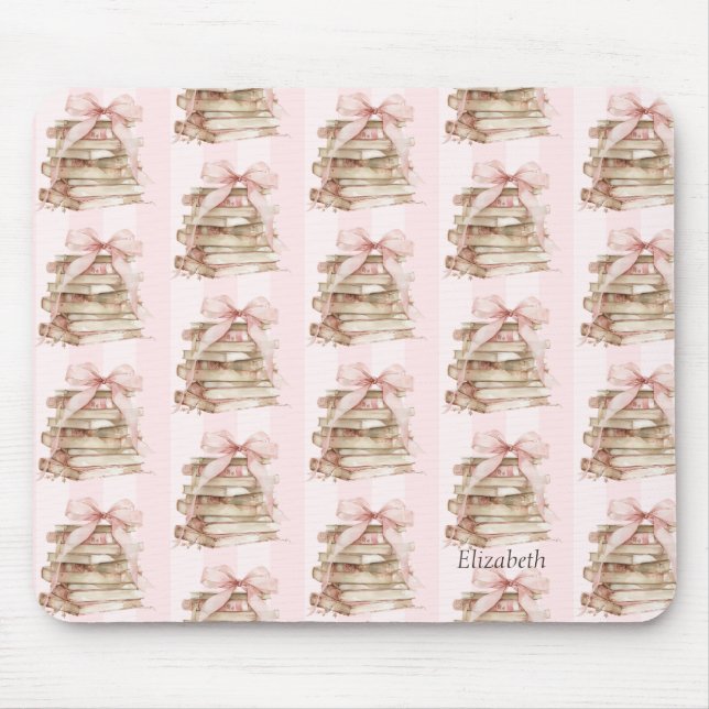 Mousepad Novo Capítulo Listras de Laço Rosa (Frente)