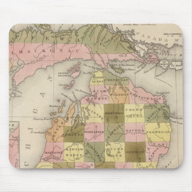 Mousepad Novo Mapa De Michigan (Frente)