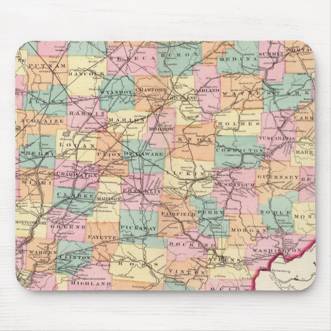 Mousepad Novo mapa do caminho de ferro do Estado de Ohio (Frente)