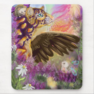 Mousepad Novos começos Nublados de Arte Fantástica Leopardo
