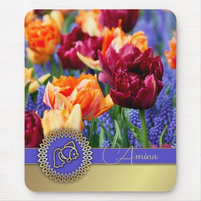 Mousepad Nowruz Mubarak. Tulips Persa de Ano Novo Personali (Frente)