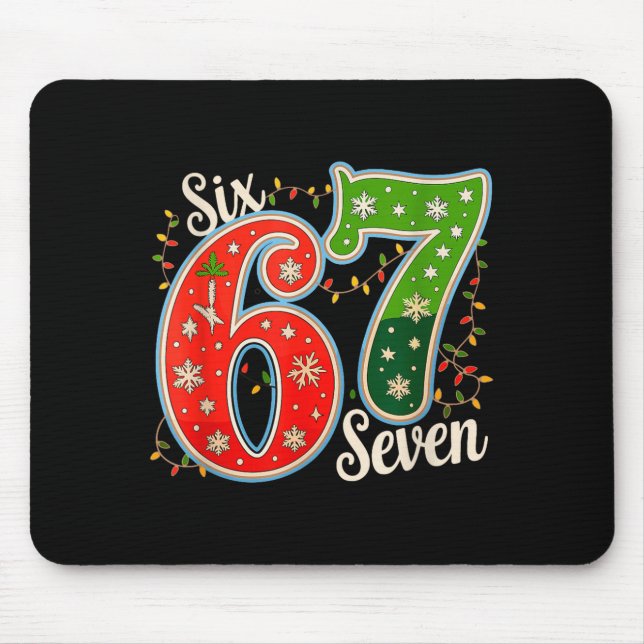Mousepad Number 67 Funny Six Seven 6 7 Meme Christmas Light (Frente)