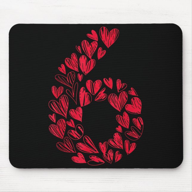 Mousepad Number 6 - Cute Six Seven Hearts Matching 67 Valen (Frente)