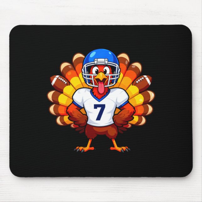 Mousepad Number 7 Funny Thanksgiving Football Turkey Men Wo (Frente)
