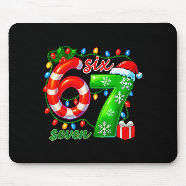 Mousepad Número 67 Meme Retro Papai Noel 6 7 Feriado Seis S (Frente)