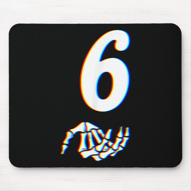 Mousepad Número 6 Mão de Esqueleto Meme Correspondente 67 H (Frente)