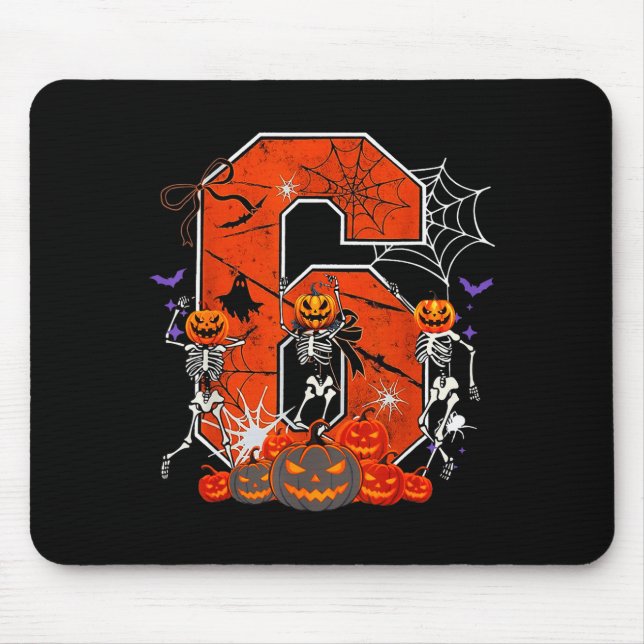 Mousepad Número 6 Seis Sete Meme 6 7 Halloween Esqueleto Da (Frente)
