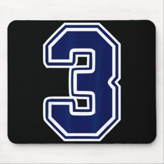 Mousepad Número branco azul escuro 3 fã de equipe esportiva