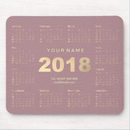 Mousepad Número de Contato do Nome Dourado Rosa Mauve 2018