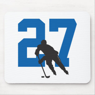 Mousepad Número de jogador de hóquei personalizado azul