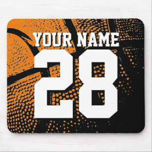 Mousepad Número e nome da camisa de esportes de basquete pe