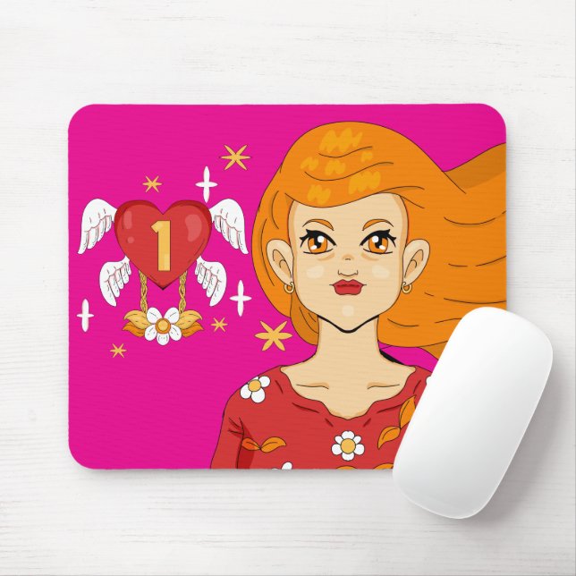 Mousepad Número Um Anjo Princesa Cabelo Loiro Comprido Cora (Com mouse)