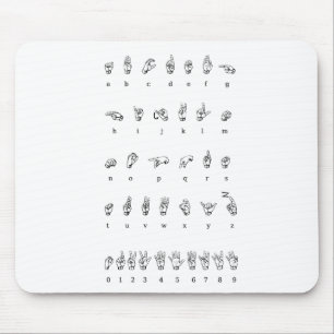 Mousepad Números alfabéticos de linguagem de sinais america