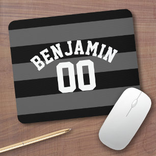 Mousepad Números de Cinza e prata de rúgbi preto
