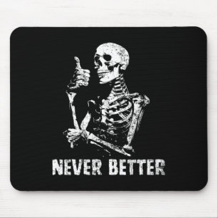 Mousepad Nunca Melhor Bebendo Skeletrificado Café Halloween