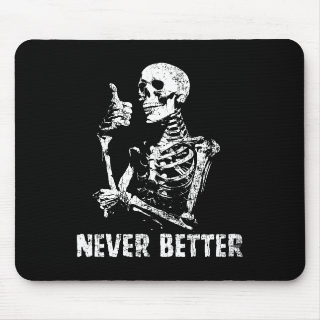 Mousepad Nunca Melhor Bebendo Skeletrificado Café Halloween (Frente)