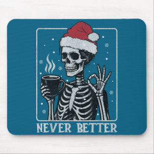 Mousepad Nunca Melhor Chapéu de Papai Noel de Esqueleto de