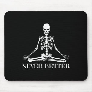 Mousepad Nunca Melhor Ioga Esqueleto Meditação De Halloween