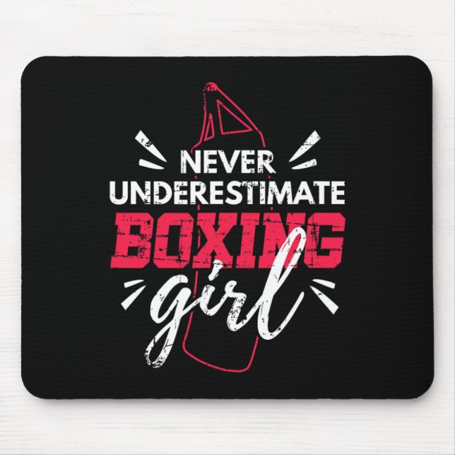 Mousepad Nunca Subestime Uma Garota de Boxe Mma Kickboxing  (Frente)