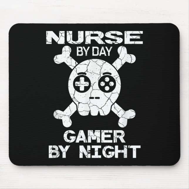 Mousepad Nurse By Day Gamer By Night - Gaming Quote  (Frente)