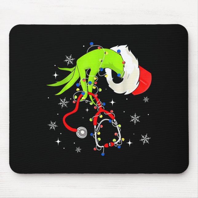 Mousepad Nurse Christmas Stethoscope Nurses Xmas Pajamas Sa (Frente)