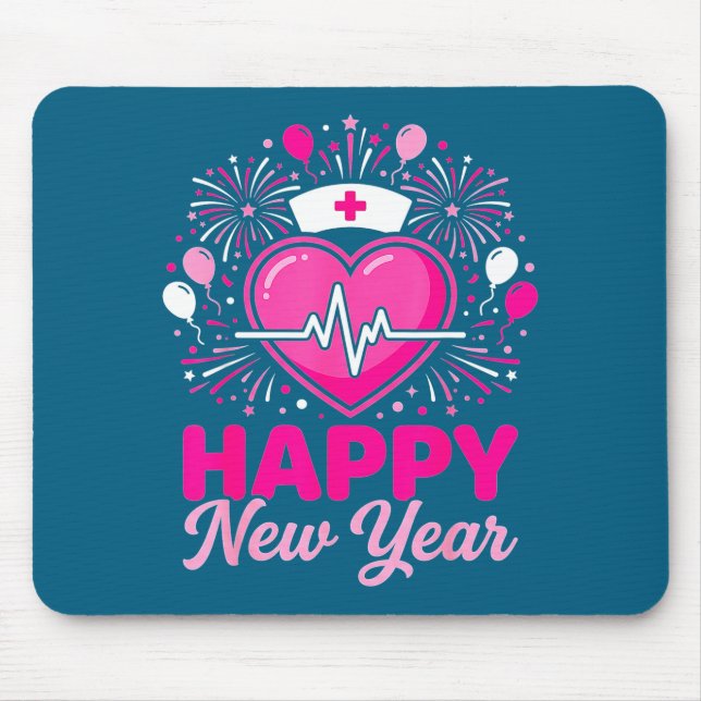Mousepad Nurse Crew Heartbeat Nye Countdown Party Year Happ (Frente)