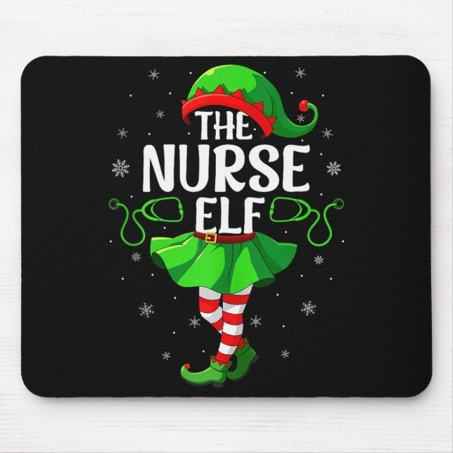 Mousepad Nurse Elf Christmas Girls Women Elf Squad Xmas Fam (Frente)