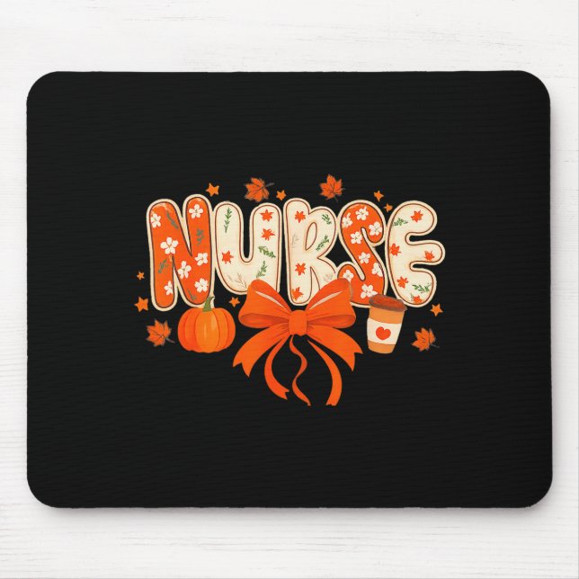 Mousepad Nurse Fall Autumn Pumpkin Sce Coffee Thanksgiving  (Frente)