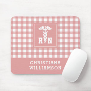 Mousepad Nurse Registrada de Padrão de Xadrez Personalizado