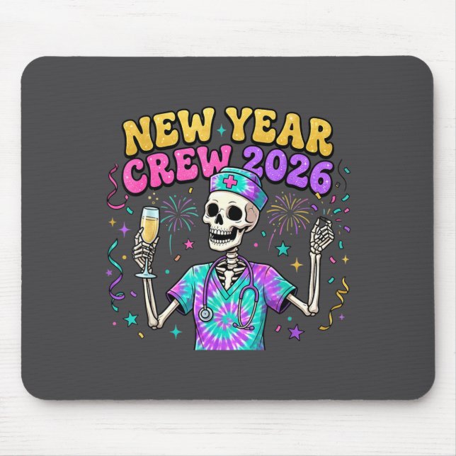 Mousepad Nurse Skeleton New Year Crew 2026 Funny Er Icu Eve (Frente)