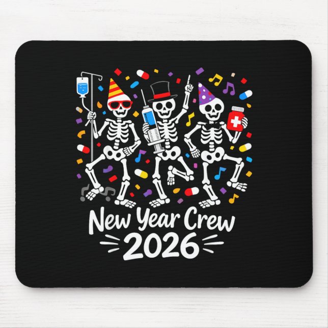 Mousepad Nurse Skeleton New Year Crew 2026 Funny Er Icu Par (Frente)