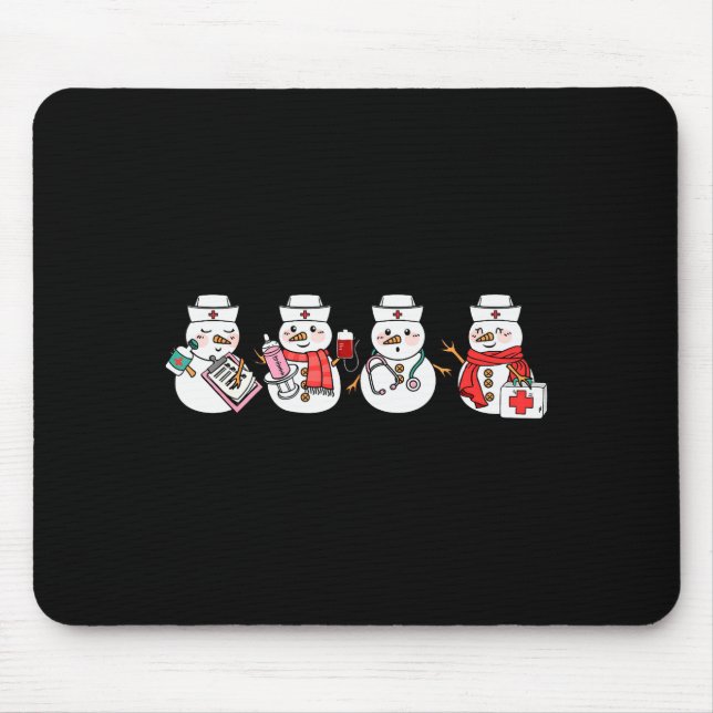 Mousepad Nurse Snowman Squad Nursing Rn Registered Funny Ch (Frente)