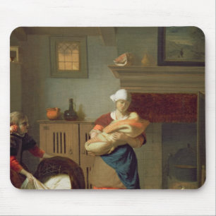 Mousepad Nursemaid com bebê em um interior
