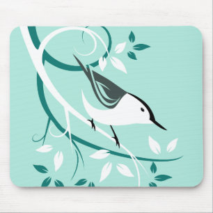 Mousepad Nuthatch Estilizado Em Árvore