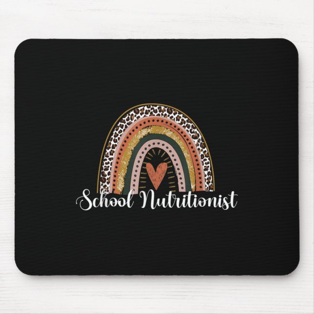 Mousepad Nutricionista Escolar Leopardo Arco-Íris Volta às  (Frente)