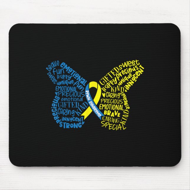 Mousepad Nuvem de Palavras de Borboleta Mês de Sensibilizaç (Frente)