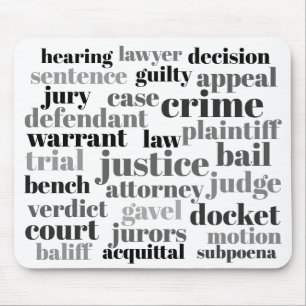 Mousepad Nuvem de palavras de termos jurídicos judiciais