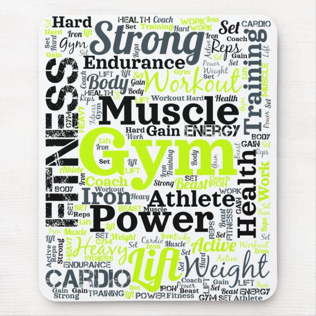 Mousepad Nuvem de Palavras de Treino de Academia Forte (Frente)