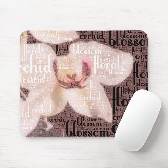 Mousepad Nuvem de Palavras Florto Orquídea (Com mouse)