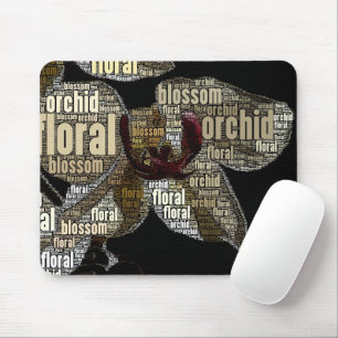 Mousepad Nuvem floral da palavra da parte traseira do preto