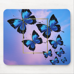 Mousepad Nuvens cor-de-rosa e toucinho azul de rato