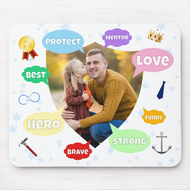 Mousepad Nuvens de Palavras do Dia dos Pais Melhor Pai (Frente)