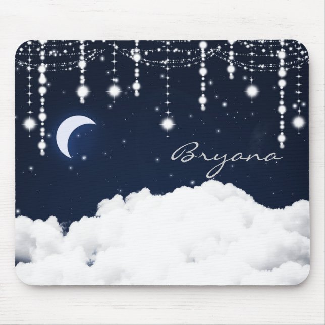 Mousepad Nuvens e Estrelas Grelha Pad Celestial de Mouse (Frente)
