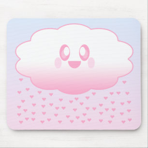 MOUSEPAD NUVENS KAWAII CHUVOSO CORAÇÕES AMOR DOCE