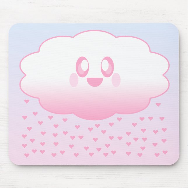 MOUSEPAD NUVENS KAWAII CHUVOSO CORAÇÕES AMOR DOCE (Frente)