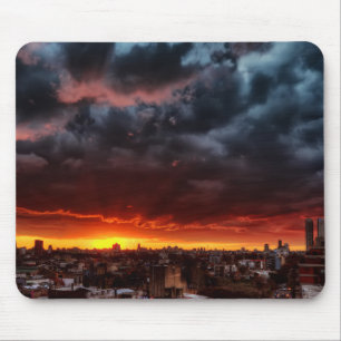 Mousepad Nuvens, por do sol e vermelho