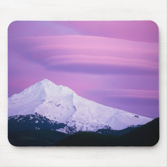 Mousepad Nuvens roxas profundas cercam o Monte Hood, em (Frente)