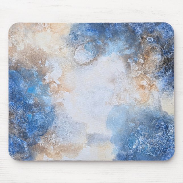 Mousepad Nuvens Texturizadas Azuis e de Areia Abstratas (Frente)