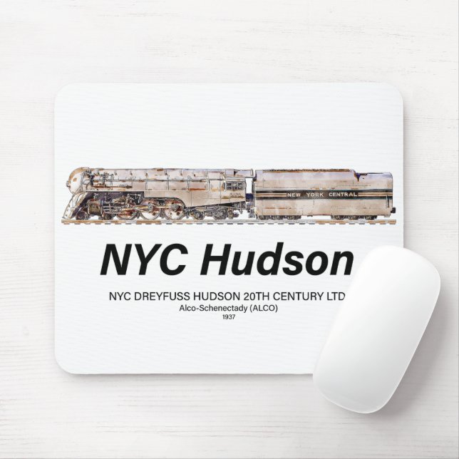 Mousepad NYC Dreyfuss Hudson Steam Locomotive. Profile (Com mouse)